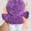 White crochet bear plushie in a purple hoodie - back view