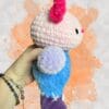 patchwork bear in blue pinks & purples