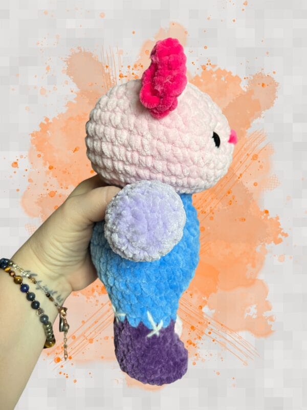 patchwork bear in blue pinks & purples