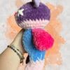 patchwork bear in blue pinks & purples
