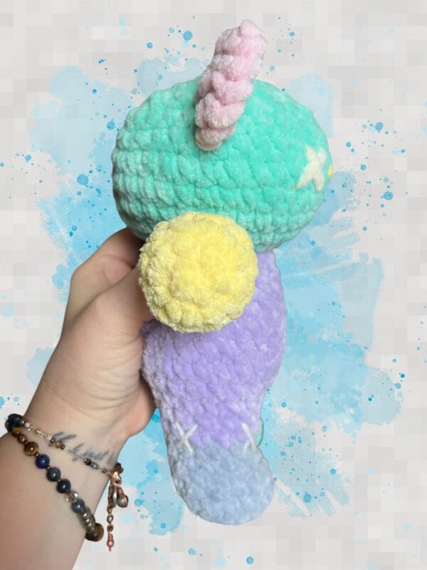 plush patchwork bear in pastels