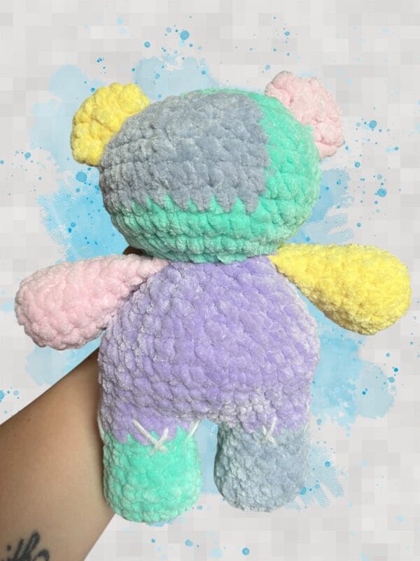 plush patchwork bear in pastels