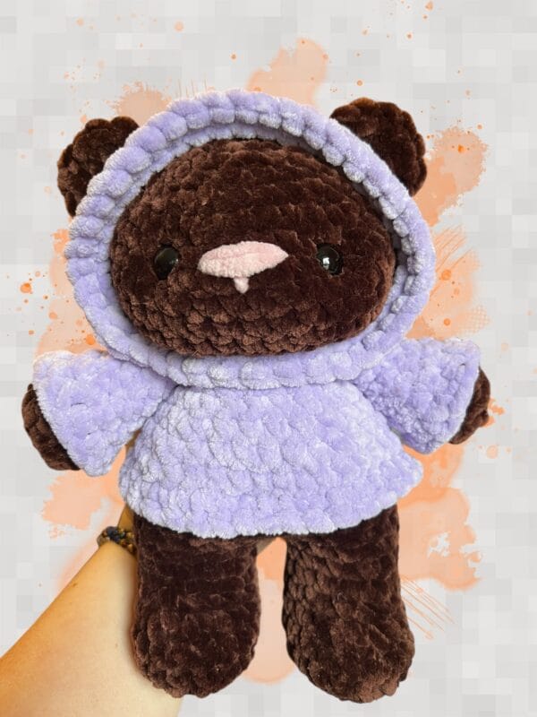 Bear hoodie chocolate/lavender