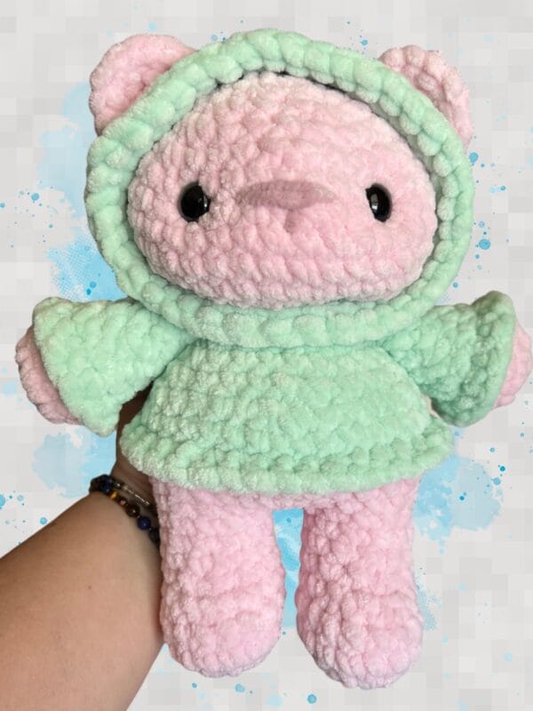 Bear hoodie lt pink/lt green