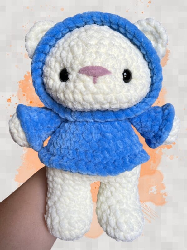 Bear hoodie cream/bluebird