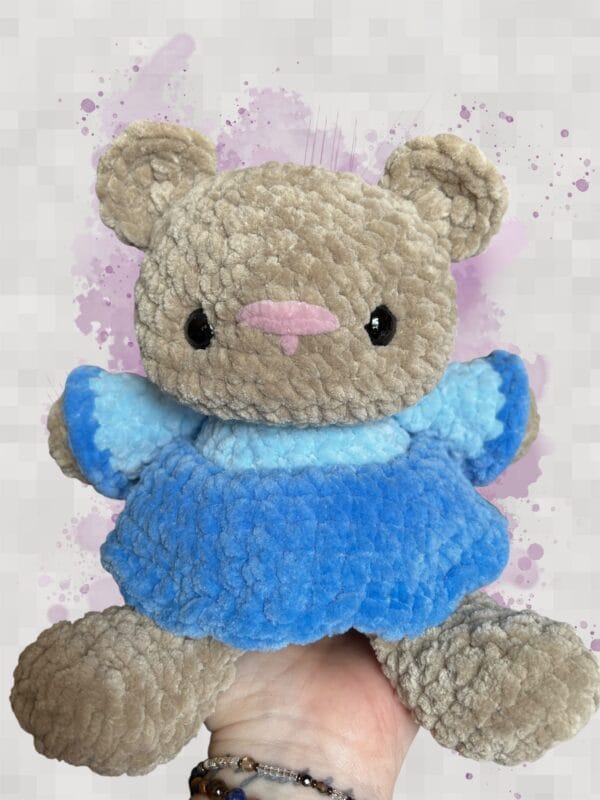 Bear dress lt brown/bluebird