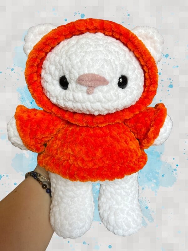 Bear hoodie white/orange