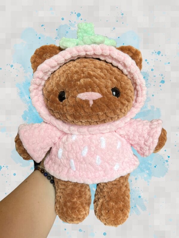 Bear hoodie strawberry brown/lt pink