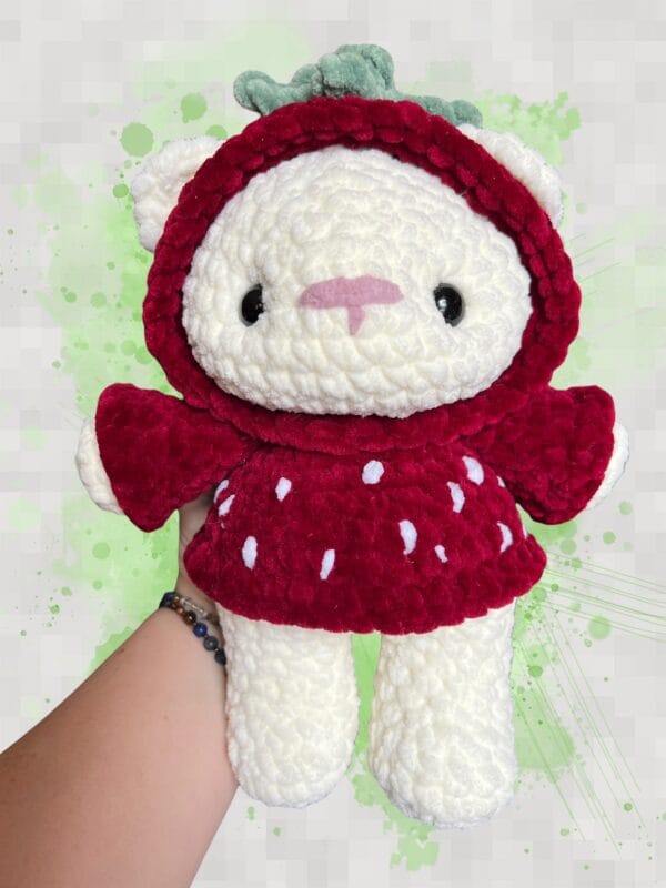 Bear hoodie strawberry cream/dk red