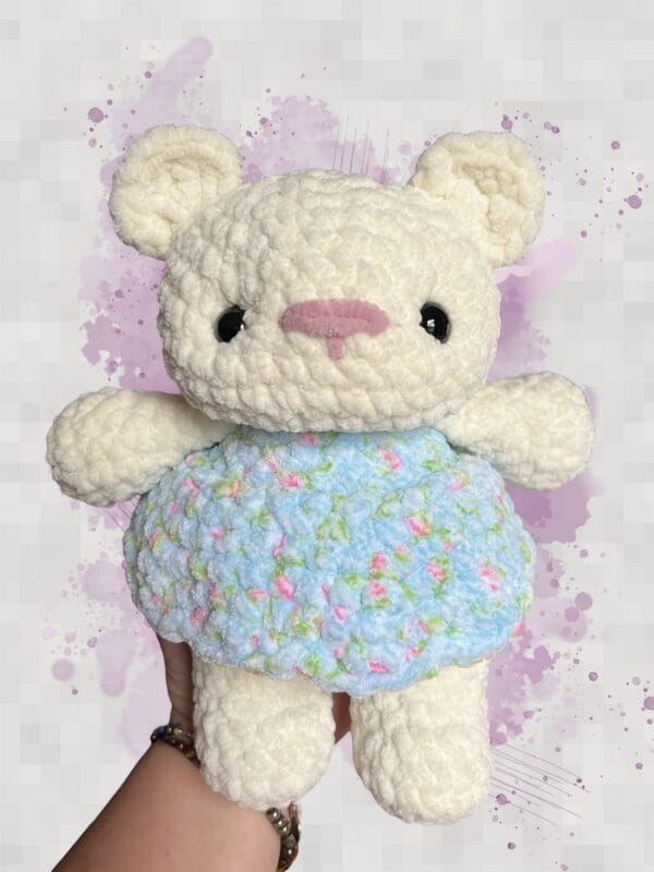 Bear dress off-white/blue multi
