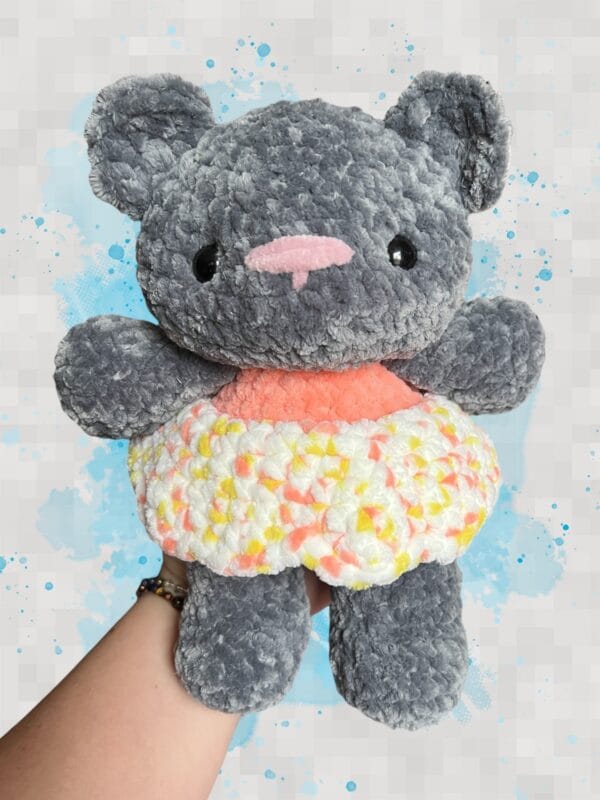 Bear dress dk grey/orange multi