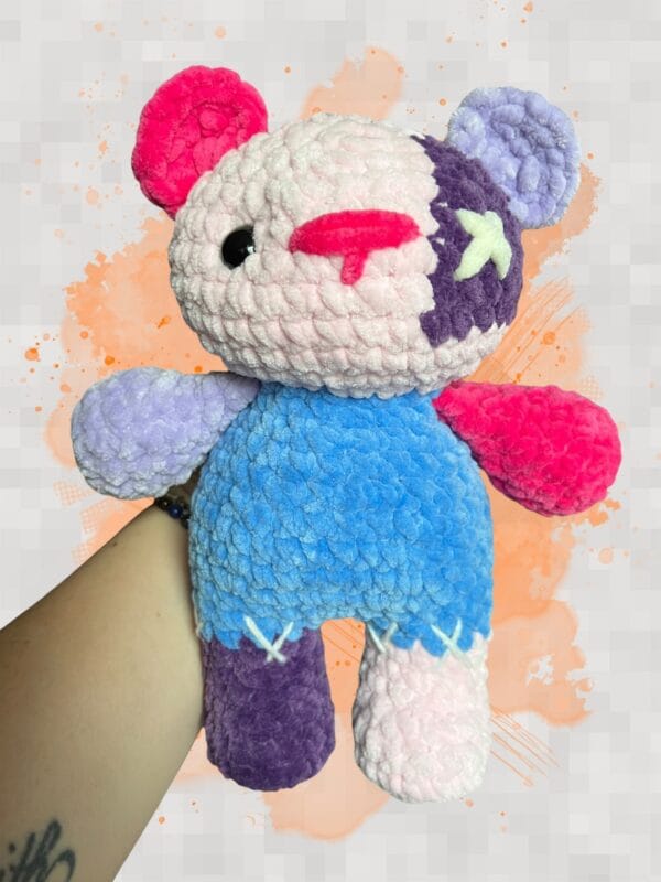 Bear patch bluebird/pink/purple