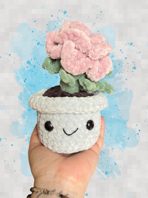Flower pot rose - silver & rose